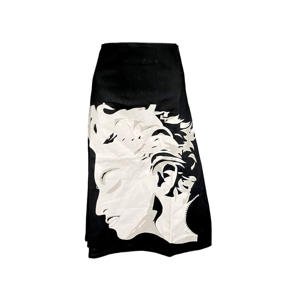 euro vintage goth face-print midi skirt